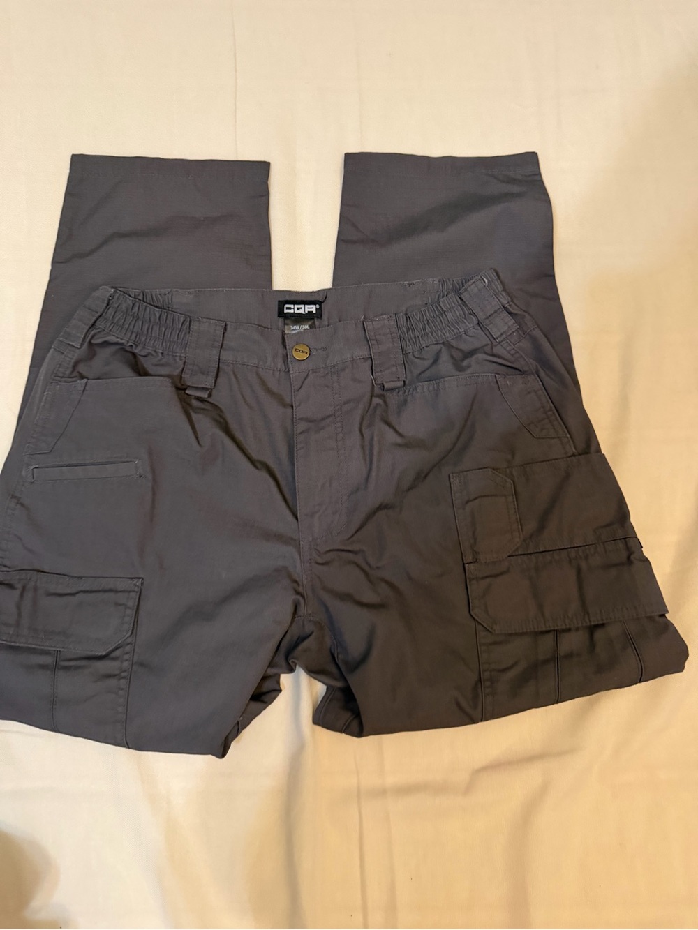 CQR Men's Cargo Pants with Elastic Waist in Charcoal Gray